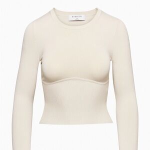 Aritzia Babaton Refinery Sculpt Knit Sweater Matte Pearl size S